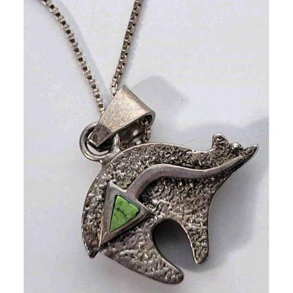 Vintage Native American Navajo Zuni Bear Fire Opal Inlaid Gaspeite Jet Inlay - Picture 3 of 5